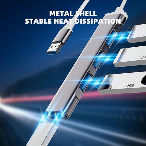 محور USB 3.0، Eanetf 4 Port USB 3.0 Hub Expander، مركز بيانات محمول رفيع للغاية لأجهزة MacBook، Mac Pro، Mac Mini، iMac، Surface Pro، XPS، الكمبيوتر الشخصي، وحدة التحكم، الطابعة، الكاميرا، لوحة المفاتيح in Kuwait