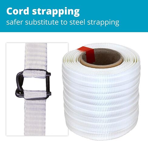 IDL Packaging - B-WCSK.34.250 3/4" x 250' Woven Cord Strapping Kit, 2425 lbs Break Strength. Polyester Cord Strapping Tensioner, Strapping Buckles and Woven Cord Strapping Roll in Saudi Arabia