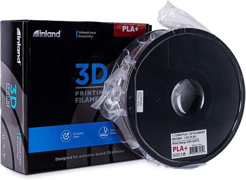 INLAND Micro Center PLA+ خيوط طابعة ثلاثية الأبعاد 1.75 مم - بني، دقة أبعاد PLA Pro +/- 0.03 مم - 1 كجم بكرة (2.2 رطل) "طابعات FDM/FFF" خيوط خالية من الانسداد in Kuwait