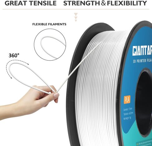 خيوط طابعة GIANTARM ثلاثية الأبعاد، خيوط Pla بيضاء دافئة، بكرة 1 كجم (2.2 رطل)، دقة الأبعاد 1.75 مم +/- 0.03 مم، خيوط طباعة ثلاثية الأبعاد in Kuwait