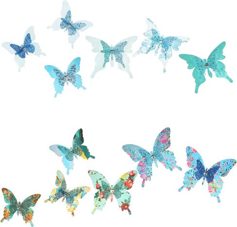 Roser Life Craft Butterflies,Decorative Artificial Butterfly Clips,Butterfly Decorations,Floral Butterflies,Handmade Vintage Ornament,Party Garden Outdoor Decor Purple Pink,Pack of 12 in Saudi Arabia
