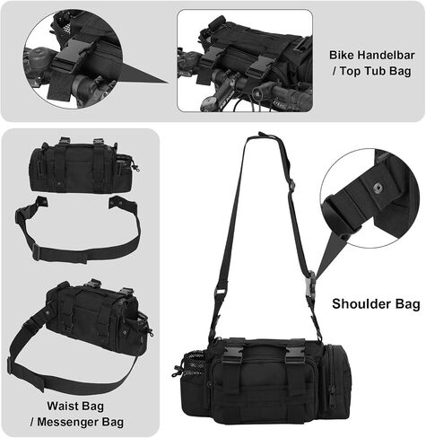 حقيبة مقود الدراجة من BraveHawk OUTDOORS، حقيبة خصر تكتيكية متعددة الأغراض من نايلون أكسفورد 900D، حقيبة خصر تكتيكية شديدة التحمل ومقاومة للماء من MOLLE لركوب الدراجات والمشي لمسافات طويلة (كبيرة) in Kuwait