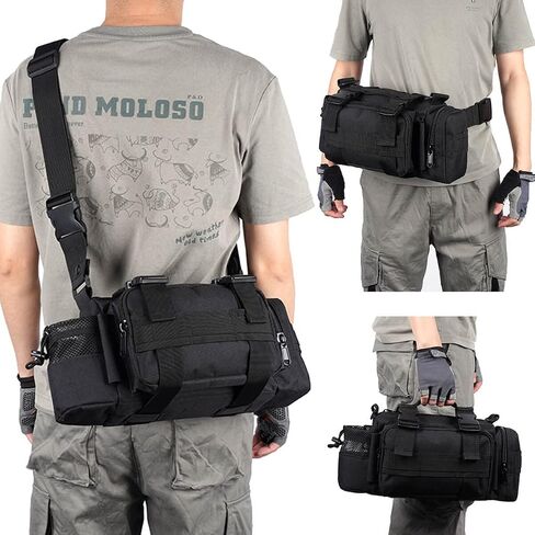حقيبة مقود الدراجة من BraveHawk OUTDOORS، حقيبة خصر تكتيكية متعددة الأغراض من نايلون أكسفورد 900D، حقيبة خصر تكتيكية شديدة التحمل ومقاومة للماء من MOLLE لركوب الدراجات والمشي لمسافات طويلة (كبيرة) in Kuwait