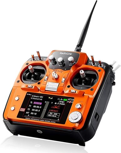 PUSLAKO AT10II 12 قناة RC جهاز إرسال واستقبال R12DS 2.4 جيجا هرتز راديو قياس الجهد عن بعد لطائرة RC FPV سباق بدون طيار طائرة هليكوبتر سيارة قارب (وضع 2 خنق اليد اليسرى) Radiolink in Kuwait