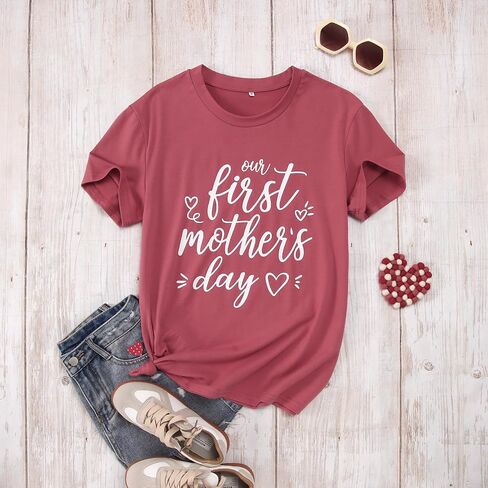 AG AGUU Our First Mothers Day Matching Outfit Mommy and Me Newborn Baby Boys Girls Romper Onesie New Mom Shirts for Women in Saudi Arabia