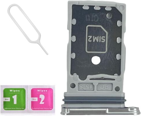 LNONLS OEM Galaxy S24 ثنائي فتحة بطاقة SIM استبدال حامل فتحة بطاقة SIM لهاتف Samsung Galaxy S24 Plus علبة بطاقة SIM S24+ 5G SM-S921U S926U مع دبوس إخراج مفتوح لدرج بطاقة Sim (رمادي رخامي) in Kuwait