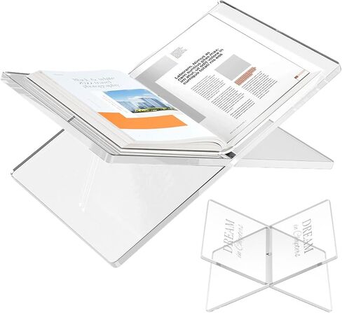 حامل كتب أكريليك ممتاز (11 × 7 بوصات) حامل عرض كتب شفاف، حامل كتب أنيق للكتب والأجهزة اللوحية وكتب الطبخ - تصميم أنيق لزاوية عرض مثالية in Kuwait