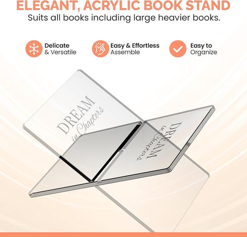 حامل كتب أكريليك ممتاز (11 × 7 بوصات) حامل عرض كتب شفاف، حامل كتب أنيق للكتب والأجهزة اللوحية وكتب الطبخ - تصميم أنيق لزاوية عرض مثالية in Kuwait