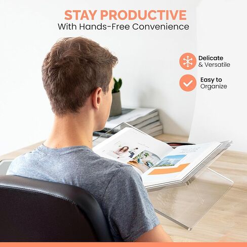 حامل كتب أكريليك ممتاز (11 × 7 بوصات) حامل عرض كتب شفاف، حامل كتب أنيق للكتب والأجهزة اللوحية وكتب الطبخ - تصميم أنيق لزاوية عرض مثالية in Kuwait