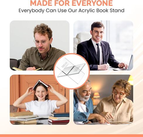 حامل كتب أكريليك ممتاز (11 × 7 بوصات) حامل عرض كتب شفاف، حامل كتب أنيق للكتب والأجهزة اللوحية وكتب الطبخ - تصميم أنيق لزاوية عرض مثالية in Kuwait