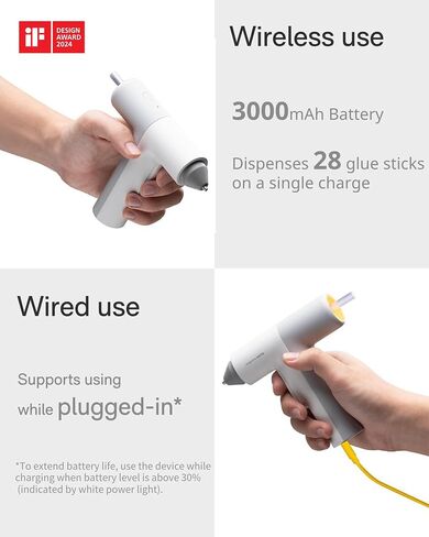 مسدس الغراء الساخن HOTO Easyflow مع 40 عصا غراء، توزيع تلقائي، استخدام لاسلكي وسلكي، مسدس غراء صغير USB-C للحرف اليدوية، الفنون اليدوية، ديكور المنزل والمزيد in Kuwait