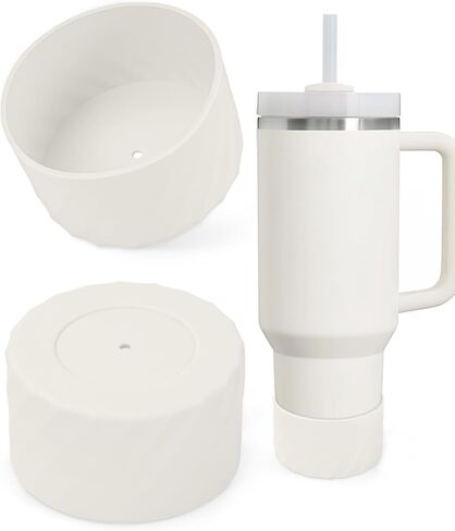 عبوتان ملونتان من السيليكون ذات أكمام كأس وأغطية سفلية تناسب كوب ستانلي كوينشر H2.0 سعة 40 أونصة 30 أونصة بمقبض، ستانلي آيس فلو فليب 20 أونصة 30 أونصة، زجاجة مياه قارورة مائية 12-24 أونصة in Kuwait