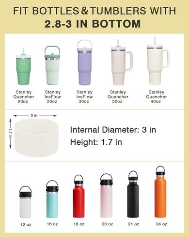 عبوتان ملونتان من السيليكون ذات أكمام كأس وأغطية سفلية تناسب كوب ستانلي كوينشر H2.0 سعة 40 أونصة 30 أونصة بمقبض، ستانلي آيس فلو فليب 20 أونصة 30 أونصة، زجاجة مياه قارورة مائية 12-24 أونصة in Kuwait