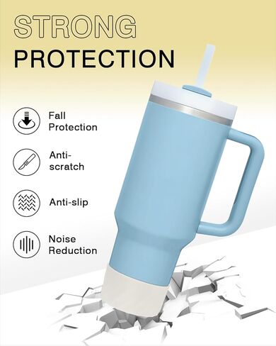 عبوتان ملونتان من السيليكون ذات أكمام كأس وأغطية سفلية تناسب كوب ستانلي كوينشر H2.0 سعة 40 أونصة 30 أونصة بمقبض، ستانلي آيس فلو فليب 20 أونصة 30 أونصة، زجاجة مياه قارورة مائية 12-24 أونصة in Kuwait
