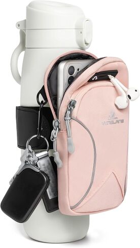 Gym Water Caddy with Phone Holder, Water Bottle Pouch Sleeve Bag with Storage Pocket for Cards, Keys, Wallet, Gym Bottle Accessories for Men Women in Saudi Arabia