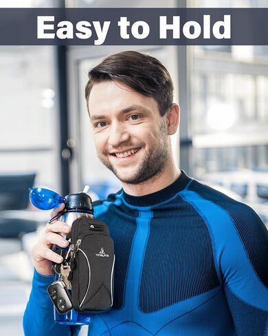 Gym Water Caddy with Phone Holder, Water Bottle Pouch Sleeve Bag with Storage Pocket for Cards, Keys, Wallet, Gym Bottle Accessories for Men Women in Saudi Arabia
