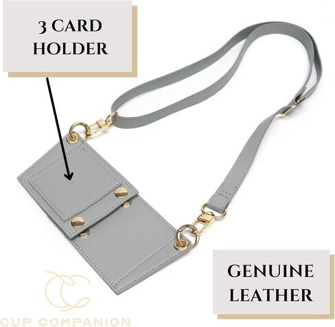 Leather Carrier Strap for Stanley 40 oz & 30 oz Tumbler with Handle - Cup Companion Water Bottle Holder with Adjustable Strap, Credit Card Holder, Keyring, for Stanley Cup Accessories in Saudi Arabia
