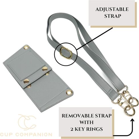 Leather Carrier Strap for Stanley 40 oz & 30 oz Tumbler with Handle - Cup Companion Water Bottle Holder with Adjustable Strap, Credit Card Holder, Keyring, for Stanley Cup Accessories in Saudi Arabia