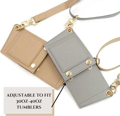 Leather Carrier Strap for Stanley 40 oz & 30 oz Tumbler with Handle - Cup Companion Water Bottle Holder with Adjustable Strap, Credit Card Holder, Keyring, for Stanley Cup Accessories in Saudi Arabia