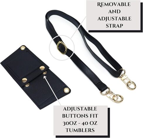 Leather Carrier Strap for Stanley 40 oz & 30 oz Tumbler with Handle - Cup Companion Water Bottle Holder with Adjustable Strap, Credit Card Holder, Keyring, for Stanley Cup Accessories in Saudi Arabia