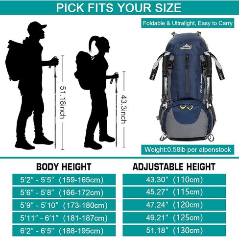 Esup أقطاب الرحلات قابلة للطي من سبائك الألومنيوم 7075 أقطاب المشي لمسافات طويلة 2 قطعة حزمة قفل سريع قابل للتعديل للمشي لمسافات طويلة والتخييم وفي الهواء الطلق in Kuwait
