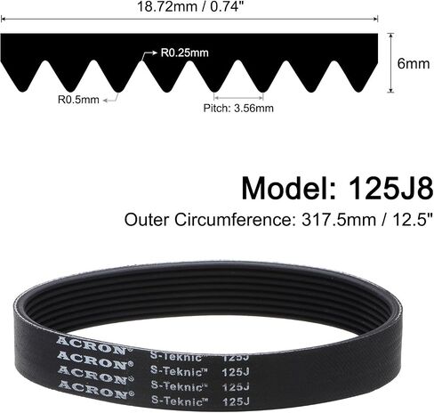 uxcell 250J8 PJ V-Ribbed Belt 8 Ribs 25" Length x 0.74" Width x 0.14" Thick, EPDM Poly V Belt, Industrial Transmission Serpentine Belt, 2pcs in Saudi Arabia