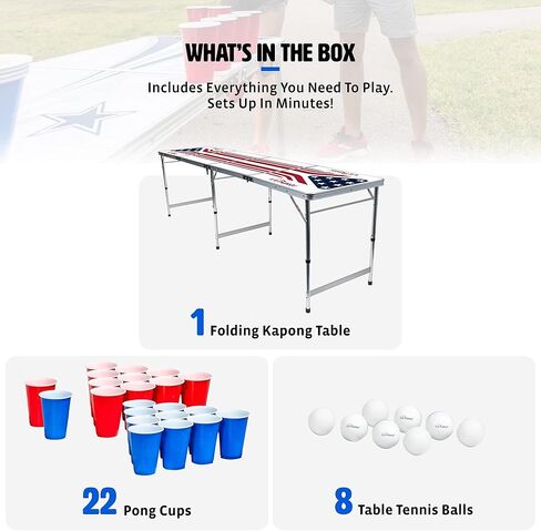 طاولات بونج للباب الخلفي للعبة الشرب سهلة الطي من إيست بوينت مع أكواب وكرات، مثالية للطهي والساحات والحفلات والمنتزهات والشواء والشاطئ والمزيد، طاولة أمريكانا كا بونج + أكواب in Kuwait