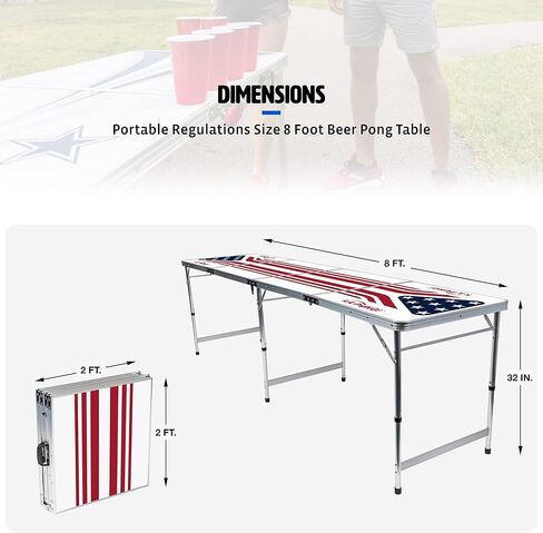 طاولات بونج للباب الخلفي للعبة الشرب سهلة الطي من إيست بوينت مع أكواب وكرات، مثالية للطهي والساحات والحفلات والمنتزهات والشواء والشاطئ والمزيد، طاولة أمريكانا كا بونج + أكواب in Kuwait
