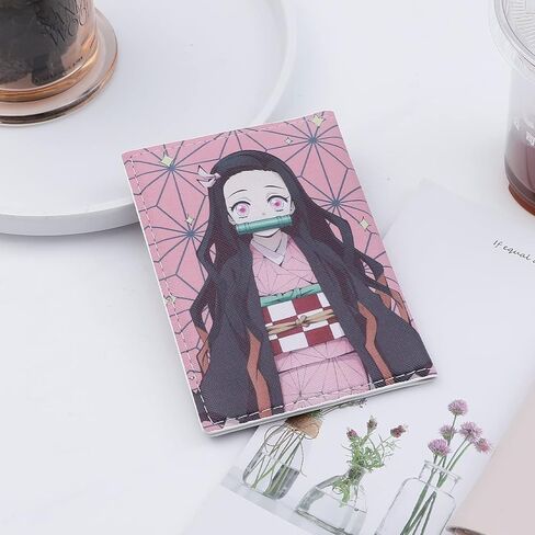 غطاء حامل جواز سفر جلدي من Anime Slayer، Kimetsu No Nezuko Tanjirou Cosplay محفظة جواز السفر حافظة بطاقة الائتمان للنساء والرجال (PAC-Slayer a 2404) in Kuwait