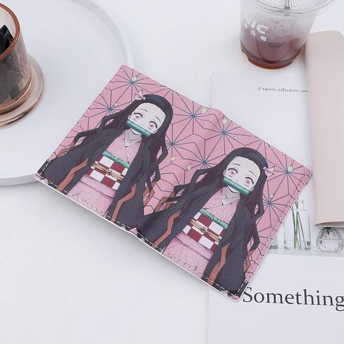 غطاء حامل جواز سفر جلدي من Anime Slayer، Kimetsu No Nezuko Tanjirou Cosplay محفظة جواز السفر حافظة بطاقة الائتمان للنساء والرجال (PAC-Slayer a 2404) in Kuwait