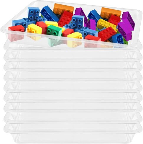 10 قطع من صواني الفن البلاستيكية، صواني بلاستيكية قابلة لإعادة الاستخدام لتقديم الطعام والحفلات، صينية أنشطة قابلة للتكديس للمشروعات التي تصنعها بنفسك، والرسم، والخرز، 11 × 8.3 × 1.2 بوصة (شفاف) in Kuwait