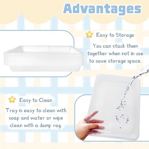 10 قطع من صواني الفن البلاستيكية، صواني بلاستيكية قابلة لإعادة الاستخدام لتقديم الطعام والحفلات، صينية أنشطة قابلة للتكديس للمشروعات التي تصنعها بنفسك، والرسم، والخرز، 11 × 8.3 × 1.2 بوصة (شفاف) in Kuwait