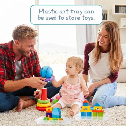 10 قطع من صواني الفن البلاستيكية، صواني بلاستيكية قابلة لإعادة الاستخدام لتقديم الطعام والحفلات، صينية أنشطة قابلة للتكديس للمشروعات التي تصنعها بنفسك، والرسم، والخرز، 11 × 8.3 × 1.2 بوصة (شفاف) in Kuwait