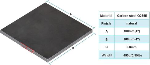 eoere 6 PCS 4" Heavy Duty Steel Sheet Base Plate Flat Straight Backing Plate, Flat Square Sheet, 4 Gauge Steel Thickness 7/32"(5.8mm) in Saudi Arabia