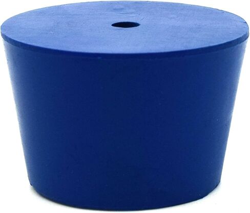 EISCO 10PK Neoprene Stoppers, 1 Hole - ASTM Size: #7.5-31mm Bottom, 39mm Top, 25mm Length Suitable for use with Petroleum, Oils & Most Inorganic Acids and Bases- Eisco Labs in Saudi Arabia