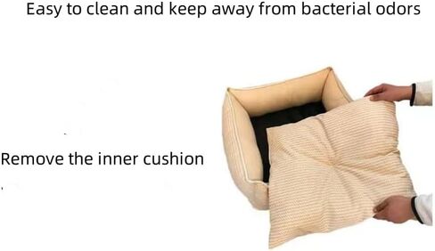 Small and Medium-Sized Rectangular Dog Bed, Washable, Waterproof, Moisture-Proof, and Anti-Skid Bottom mat. (Beige, L-25.5 * 23.5 * 7.5) in Saudi Arabia