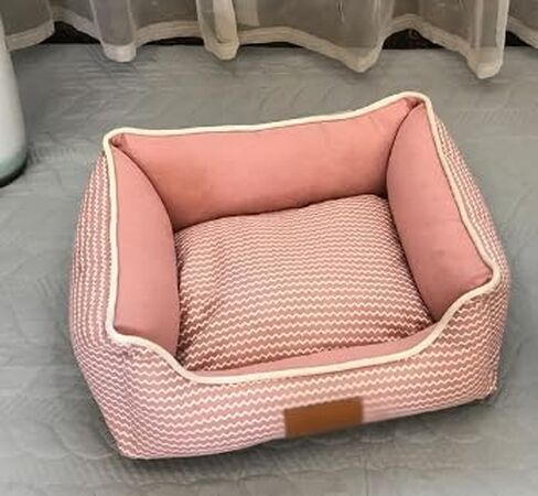 Small and Medium-Sized Rectangular Dog Bed, Washable, Waterproof, Moisture-Proof, and Anti-Skid Bottom mat. (Beige, L-25.5 * 23.5 * 7.5) in Saudi Arabia