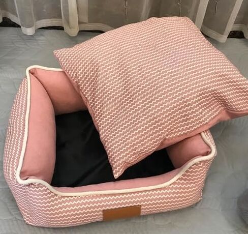 Small and Medium-Sized Rectangular Dog Bed, Washable, Waterproof, Moisture-Proof, and Anti-Skid Bottom mat. (Beige, L-25.5 * 23.5 * 7.5) in Saudi Arabia