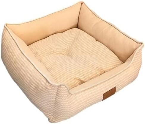 Small and Medium-Sized Rectangular Dog Bed, Washable, Waterproof, Moisture-Proof, and Anti-Skid Bottom mat. (Beige, L-25.5 * 23.5 * 7.5) in Saudi Arabia