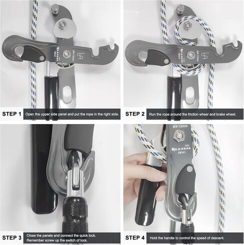 S.E.PEAK CE Certified Climbing Double Stop Descender Self-Braking Self Locking Rappelling Belay Devices for 10-12.5mm Rope for Rescue & Arborist, Hand Control in Saudi Arabia