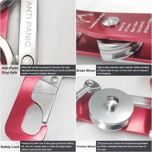 S.E.PEAK CE Certified Climbing Double Stop Descender Self-Braking Self Locking Rappelling Belay Devices for 10-12.5mm Rope for Rescue & Arborist, Hand Control in Saudi Arabia