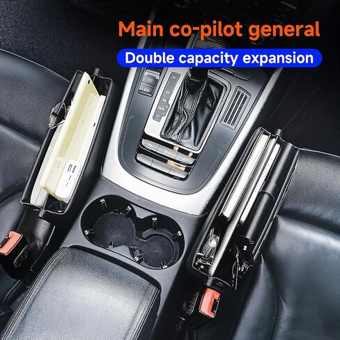 TONY ON TIME Car Seat Gap Filler Leather Car Seat Organizers and Storage Between Seats Premium Car Accessories - Front Seats Adjustable Gap Organizers for Phones, Cards, Wallets, Keys in Saudi Arabia