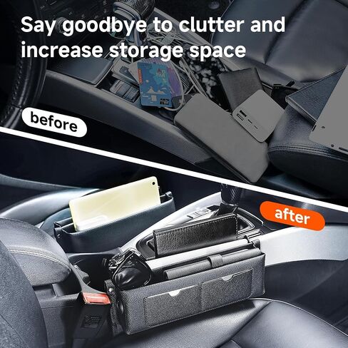 TONY ON TIME Car Seat Gap Filler Leather Car Seat Organizers and Storage Between Seats Premium Car Accessories - Front Seats Adjustable Gap Organizers for Phones, Cards, Wallets, Keys in Saudi Arabia