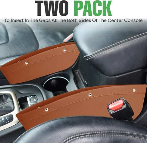 lebogner 2 Pack Car Seat Gap Filler Premium PU Full Leather Seat Console Organizer, Car Pocket Organizer, Car Interior Accessories, Car Seat Side Drop Caddy Catcher in Saudi Arabia