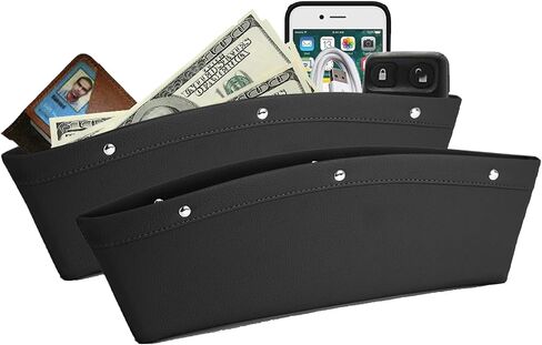 lebogner 2 Pack Car Seat Gap Filler Premium PU Full Leather Seat Console Organizer, Car Pocket Organizer, Car Interior Accessories, Car Seat Side Drop Caddy Catcher in Saudi Arabia
