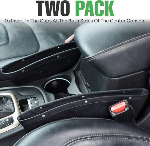lebogner 2 Pack Car Seat Gap Filler Premium PU Full Leather Seat Console Organizer, Car Pocket Organizer, Car Interior Accessories, Car Seat Side Drop Caddy Catcher in Saudi Arabia