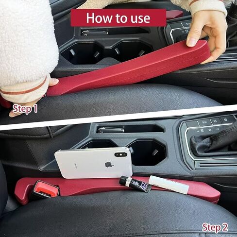 YJDayy Car Seat Gap Filler 2 Pack- Universal Car Gap Filler for Car, SUV, Truck to Fill The Gap Between Side Seat and Console Stop Things from Dropping Car Accessories Interior (Red) in Kuwait