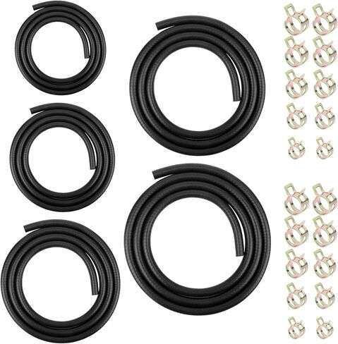 خرطوم خط الوقود 5 مقاسات 3/16 بوصة 1/4 بوصة 5/16 بوصة 3/8 بوصة 1/2 بوصة ID NBR مطاط 6.6 قدم مع 40 مشبك مرن للمحركات الصغيرة Kawasaki EZGO جزازات العشب الثلجية والجرارات والدراجات البخارية ATV Golf Cart Motorcycle in Kuwait