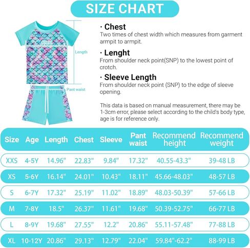 JiAmy Girls Swimsuits - Two Piece Bathing Suit Short Sleeve Rash Guard Set UPF 50+ Beach Swimwear for Kids 4-12 Years in Saudi Arabia