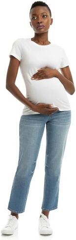 1822 Denim Kinsley Maternity Collection: Eco-Conscious 28-Inch Straight-Leg Jeans with Comfort Stretch Belly Band in Saudi Arabia